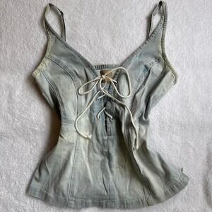 vintage euro light blue denim corset top